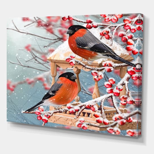 Designart - Two Chickadee Sit On A Snow-Covered Branch